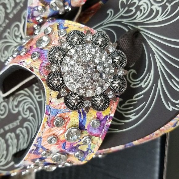 New Montana West Flip Flops Running Horses Multi Western Aztec Wedge Sandals - Picture 3 of 9